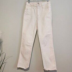 Women’s Paige Hoxton Straight Ankle Jeans Light Cream/Pink, Size 28